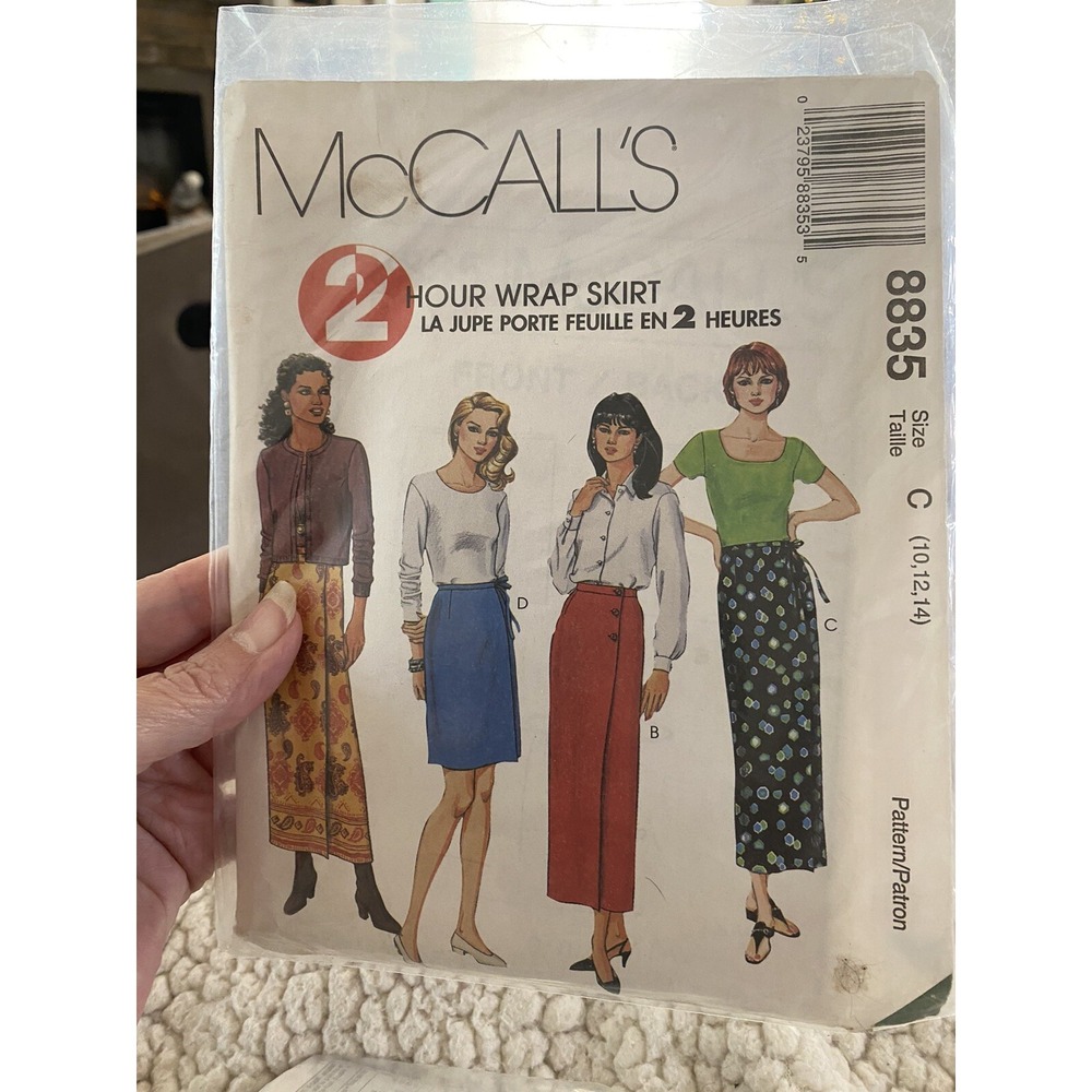 Vintage McCalls 8835 Wrap Skirt Sewing Pattern Misses Size 10-14 1990s Cut